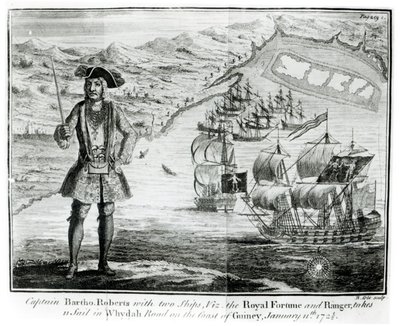 Capitano Bartholomew Roberts (1682-1722) con due navi, la 